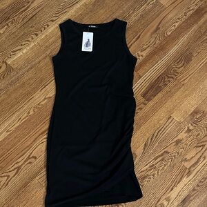 Chic Black Sleeveless Cinch Waist Dress